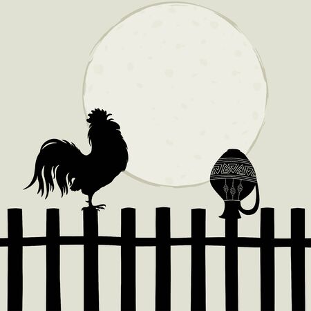 Rooster on the fenceのイラスト素材