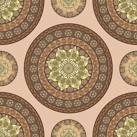 Seamless oriental pattern with mandalasのイラスト素材