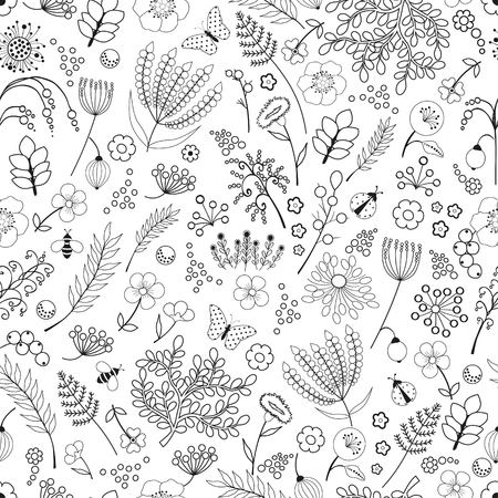 Seamless floral abstract pattern on white backgroundのイラスト素材