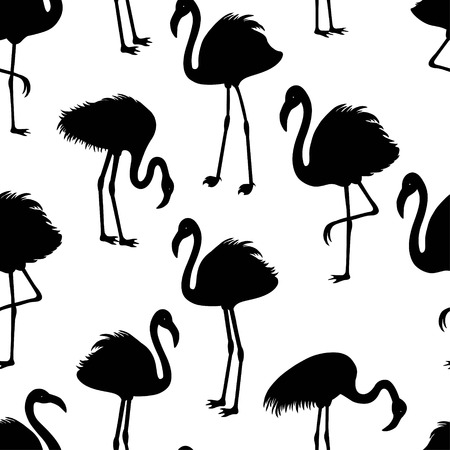 Seamless pattern with flamingos silhouette.のイラスト素材