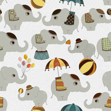 Seamless pattern with cute elephantsのイラスト素材