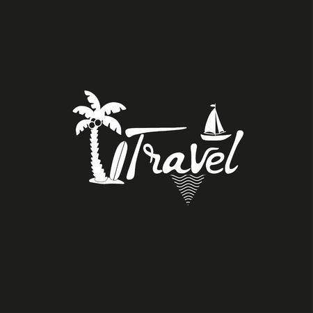 Travel card. Hand drawn letteringのイラスト素材