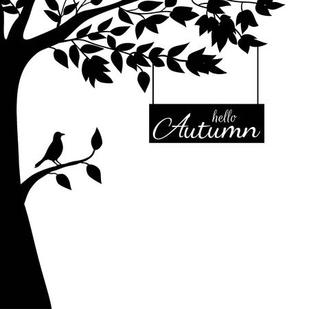 Hello autumn phrase on black backgroundのイラスト素材