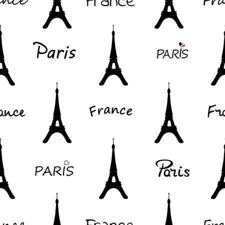 Seamless pattern with symbols of France on white background.のイラスト素材