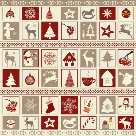 Christmas pattern with holiday Christmas elementsのイラスト素材