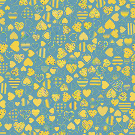 Seamless pattern with hearts. Illustration in the colors of the Ukrainian flag