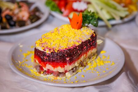 Salad with seafood and vegetables