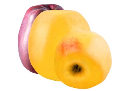 Three apples isolated on whiteの写真素材