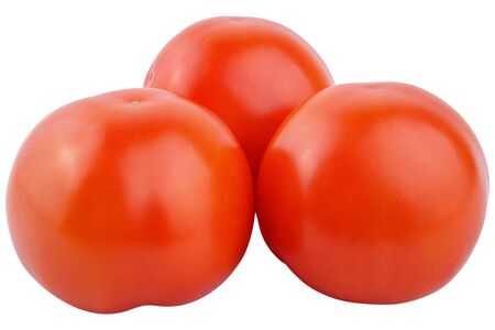 Whole tomatoes isolated on white background as package design elementの写真素材