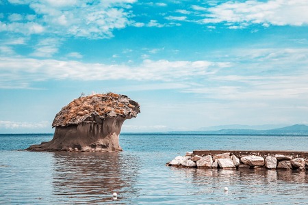 Mushroom stone of Lacco Ameno on Ischia Island in Italyの写真素材