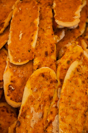 Fresh breads and baked goods close up