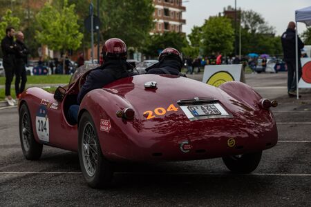 Brescia, Italy - May 18, 2019: Triumphant entry of the classic Italian race with vintage carsのeditorial素材