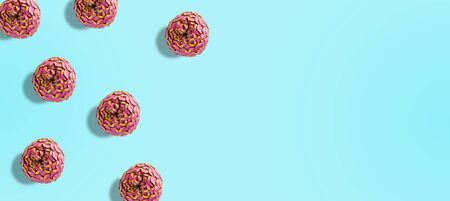 Composition with wole artichokes on color background, top viewの写真素材