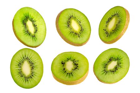 Kiwi collection isolated on white backgroundの写真素材