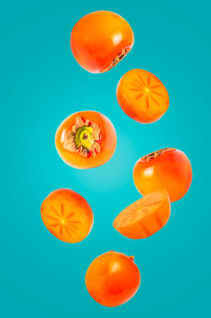 Falling fruits isolated on white background with clipping pathの写真素材