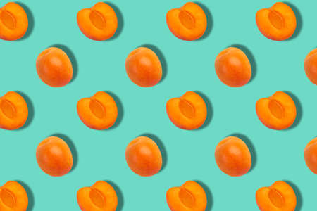 Pattern of fresh fruits isolated on creative colored textureの写真素材