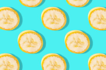 Pattern of fresh fruits isolated on creative colored textureの写真素材