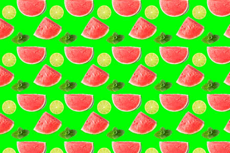 Pattern of fresh fruits isolated on creative colored textureの写真素材