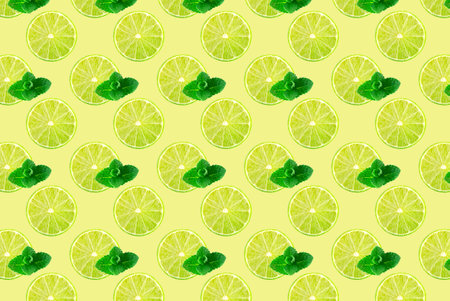 Pattern of fresh fruit isolated on creative colored texture