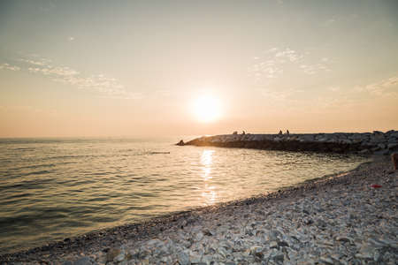 background of landscape of sunset over the seaの写真素材