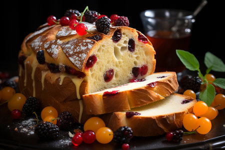 Traditional Italian Panettone in Close-Upの写真素材