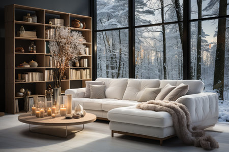 Kitchen decorated for the new year and Christmasの写真素材