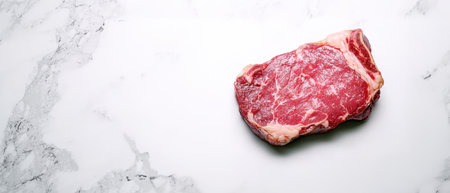 Raw ribeye steak on marble background for Italian cuisineの素材