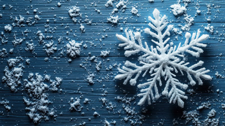 A detailed white snowflake placed on a beige background, symbolizing winter, Christmas, and holiday decoration in a minimal and elegant style.の素材