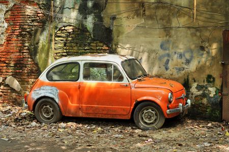 Derelict Mini Car Flankの写真素材
