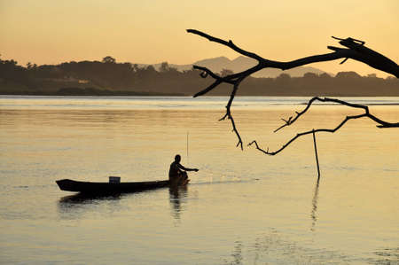 Landscape Boat Thailand Fisherman Riverの写真素材