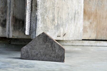 Wood Old Door Pentagonal Blockの写真素材