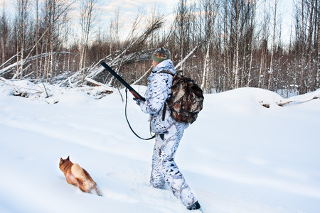hunter on the winter huntingの写真素材