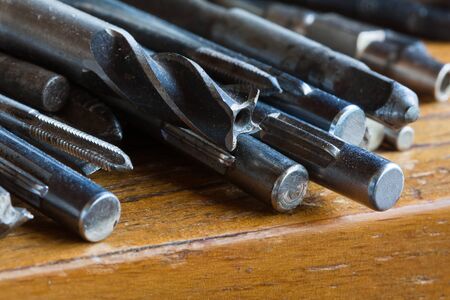 drill on the old tableの写真素材