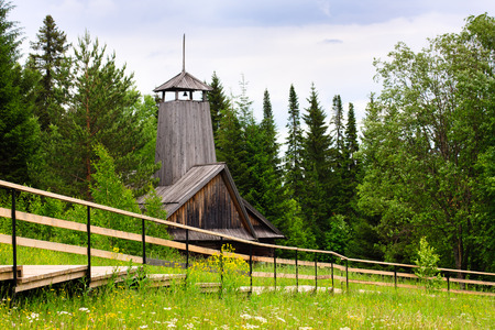 Khohlovka, Russia - 18 June, 2014. Rural fire station in museum under open sky in Khokhlovka.のeditorial素材