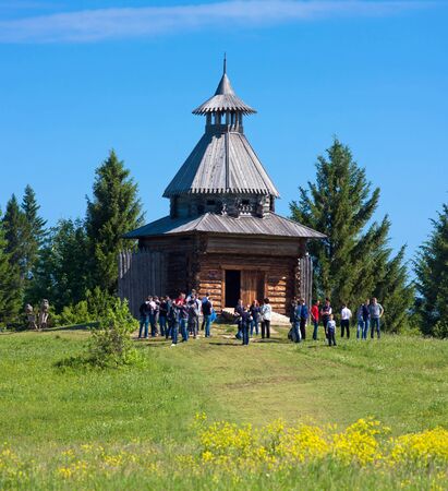 Khohlovka, Russia - 18 June, 2014. Wooden watchtower in museum under open sky in Khokhlovka.のeditorial素材