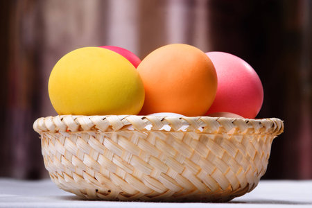easter eggs in wicker basket