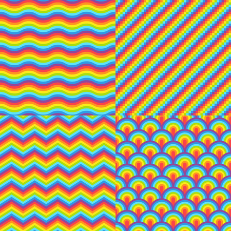 Set of bright rainbow textures. Seamless patterns.のイラスト素材