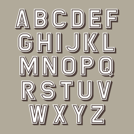 Vector retro alphabet set. Latin alphabet letters.のイラスト素材