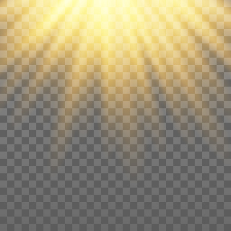 Vector golden rays. Light effect on the transparent background.のイラスト素材
