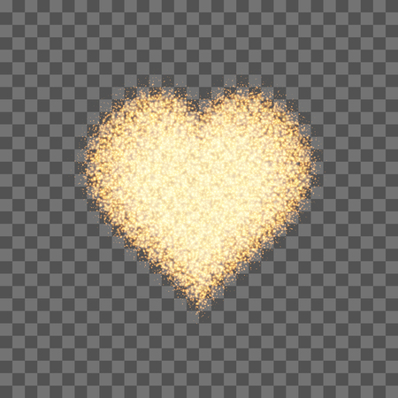 Vector gold sparkling heart on the transparent background.のイラスト素材