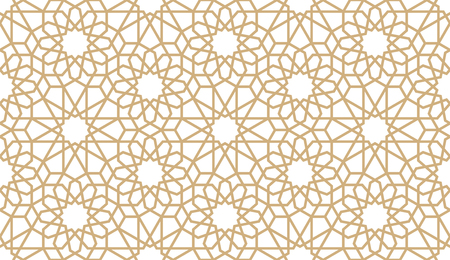 Seamless gold oriental pattern. Islamic horizontal background. Arabic linear texture. Vector illustration.の写真素材