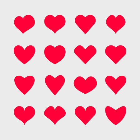 Vector red hearts icons set. Simple symbols for your design.のイラスト素材