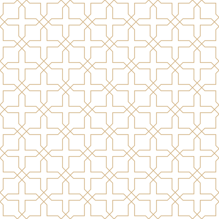 Seamless golden oriental pattern. Islamic background. Arabic linear texture. Vector illustrationのイラスト素材
