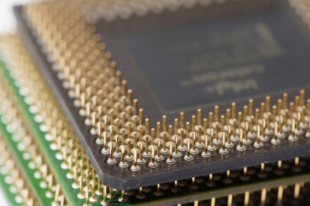 Close up of CPU processors  stack 