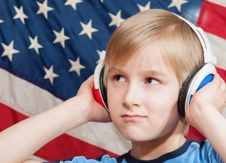 Learning language - American English  boy の写真素材