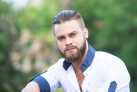 Outdoors male portraitの写真素材