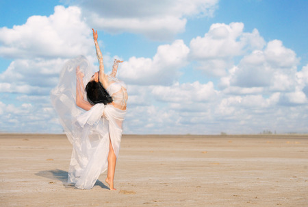 Spirit of the Air. Dancing girl in body paintingの写真素材