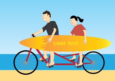 Funny couple on summer vacationのイラスト素材