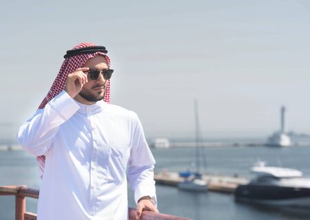 Arabian man in the port of Odessaの写真素材
