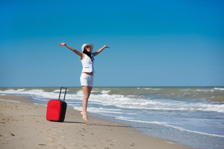 Young beautiful woman during seaside vacation.の写真素材